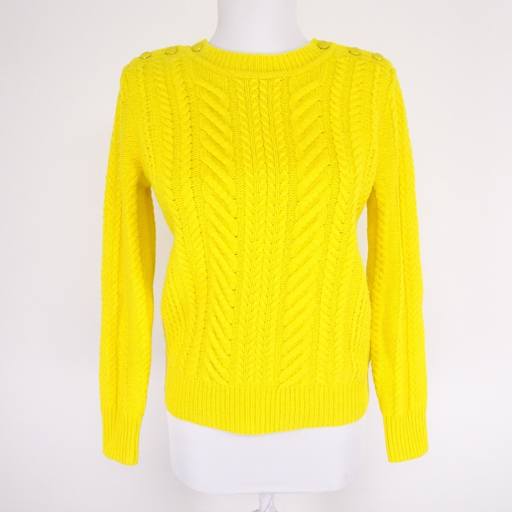 J. Crew 100% Wool Cable-Knit Yellow Sweater - XS